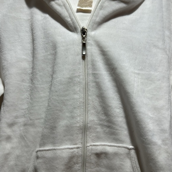 CELLO SPORT White Hoodie Crushed Velvet Sweater Zip Up Juniors Large Z41 - Picture 3 of 6
